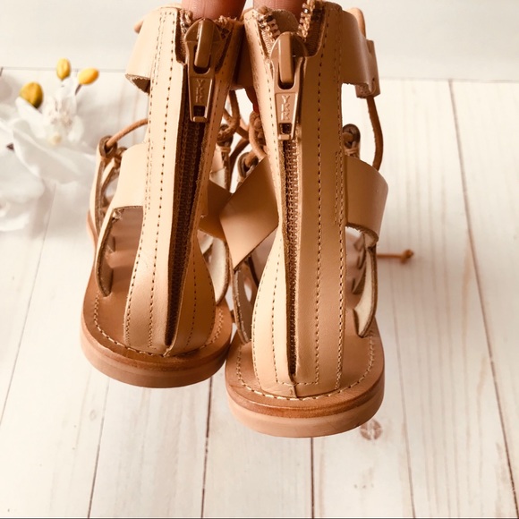 H&M Tan Genuine Leather Gladiator Lace-up Sandals Size 37 - Picture 7 of 7